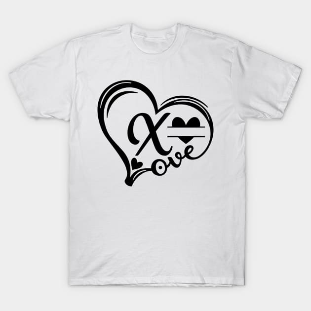 letter x monogram in the shape of love T-Shirt by Candy Store